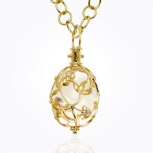 18K Vine Amulet with oval rock crystal and diamond