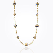 18K Trio Necklace with blue sapphire and diamond pave