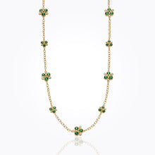 18K Trio Necklace with emerald and diamond pave