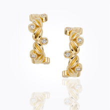 18K Small Oliva Hoop Earrings with diamond