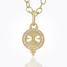 18K Pavé Halo Cutout Dragonfly Pendant with diamond