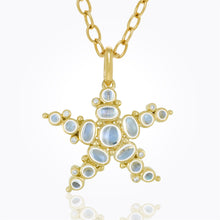 18K Sea Star Pendant with royal blue moonstone and diamond