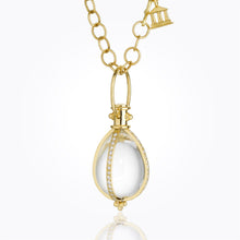 18K Classic Amulet with oval rock crystal and diamond pavé