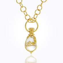 18K Vine Amulet with oval rock crystal and diamond