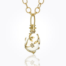 18K Vine Amulet with oval rock crystal and diamond