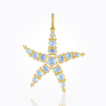 18K Sea Star Pendant with royal blue moonstone and diamond