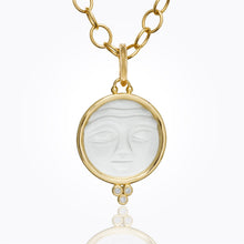 18K Moonface Pendant with carved rock crystal and diamond granulation