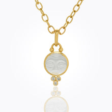 18K Moonface Pendant with carved rock crystal and diamond granulation